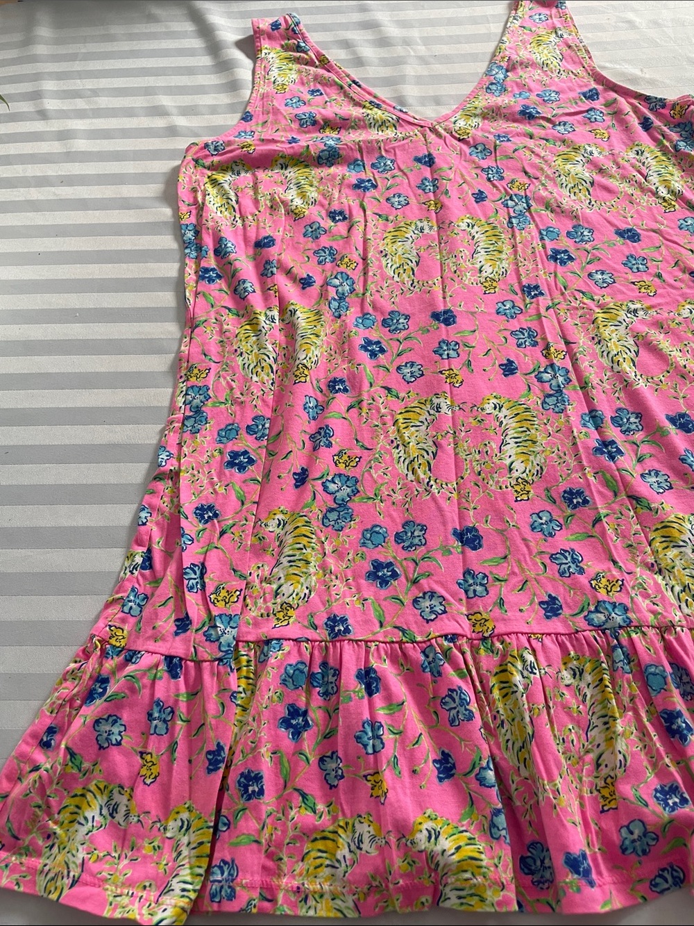 Summer Sale! Lilly Pulitzer Pink Floral V-Neck Tank with Blue & Yellow Accents - Picture 2 of 5